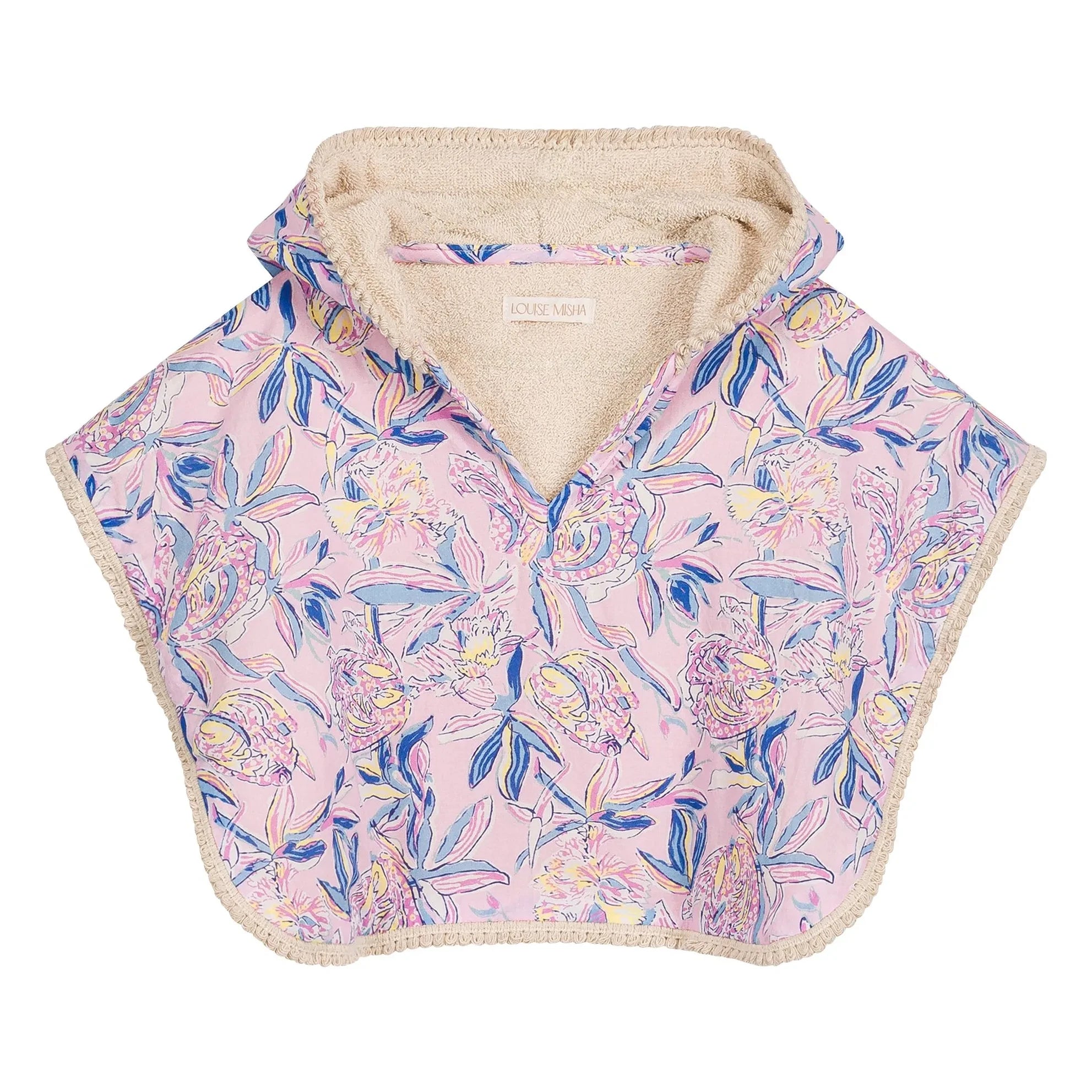 Louise Misha - Poncho de baño de algodón orgánico Mael | Rosa Pálido