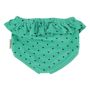 Piupiuchick - Braguita tipo bombacho de rizo de algodón orgánico con corazones | Verde