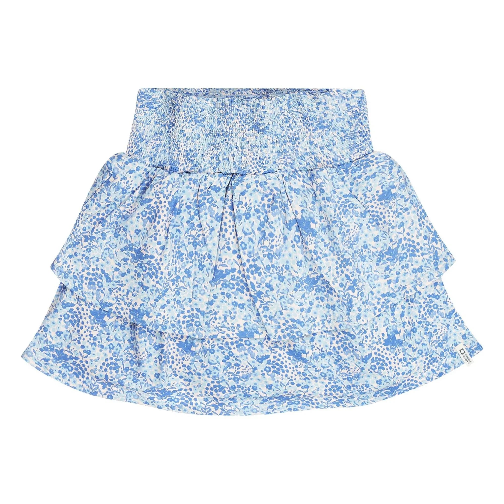 Tumble N'Dry - Falda con Volantes y Estampado Floral de Algodón Orgánico | Azul Claro