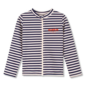 Wynken - Camiseta de rayas con cremallera y protección UV de fibras recicladas | Azul marino