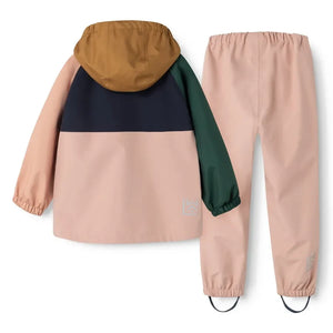 Liewood - Pedia Conjunto de impermeable de fibra reciclada con bloques de color | Rosa