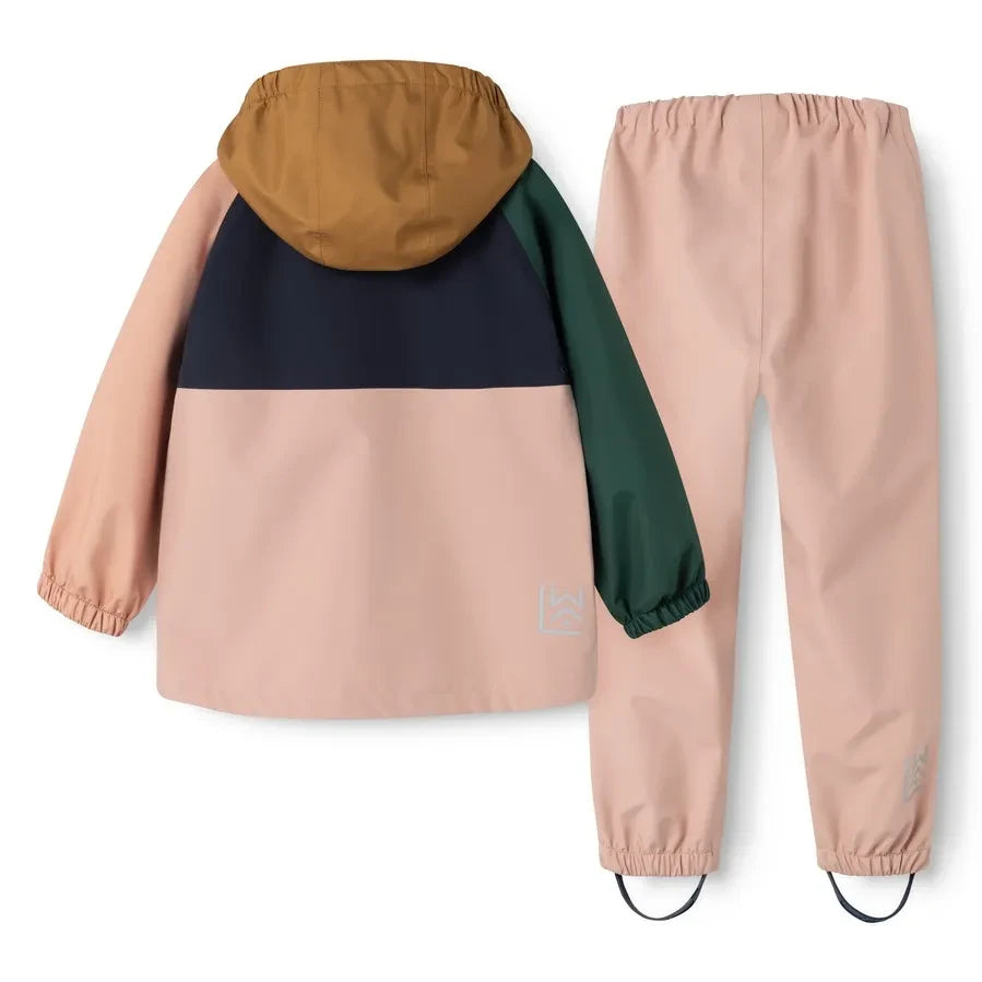 Liewood - Pedia Conjunto de impermeable de fibra reciclada con bloques de color | Rosa
