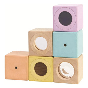 Plan Toys - Bloques de Sentidos Pastel - Set de 6