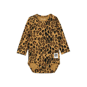 Mini Rodini - Mono de Manga Larga con Estampado de Leopardo | Beige