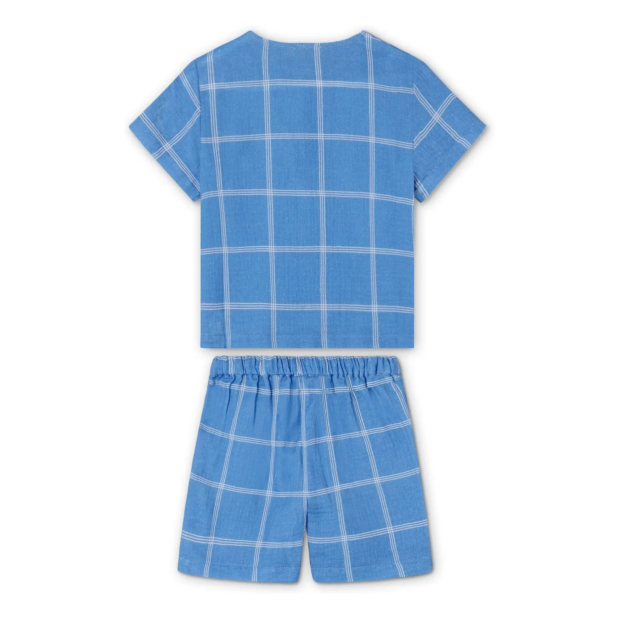 Fliink - Conjunto de camiseta y shorts de cuadros Cha Cha | Azul