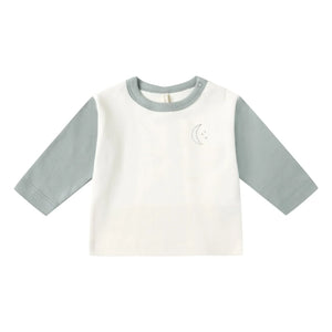 Quincy Mae - Camiseta raglán de algodón orgánico Luna | Gris azulado