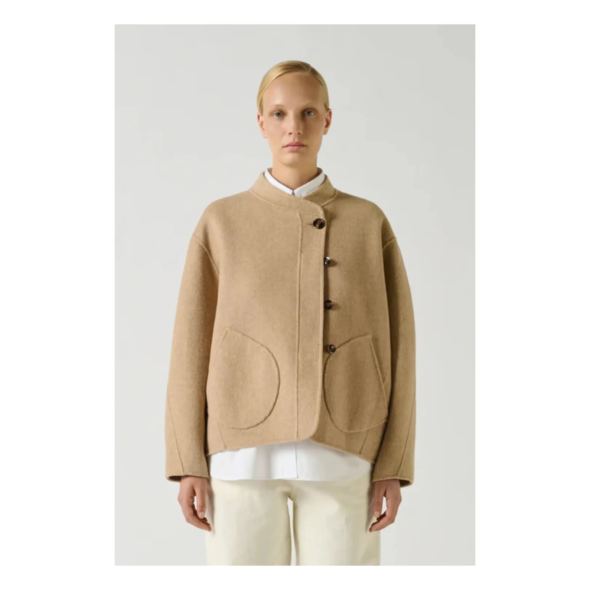 Abrigo de lana Soeur - Windsor | Beige jaspeado