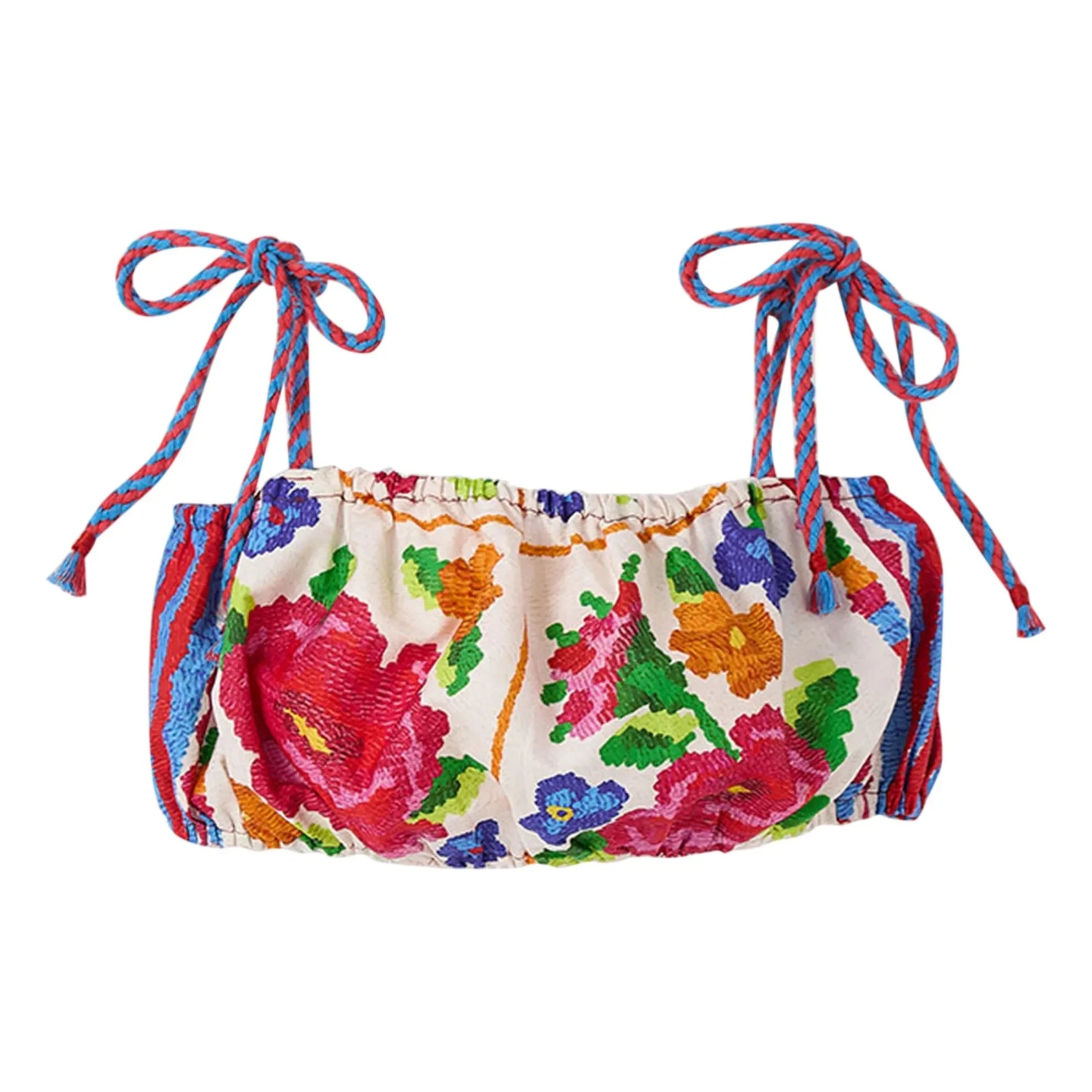 Fabula - Top corto con flores | Rojo