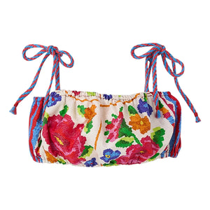 Fabula - Top corto con flores | Rojo