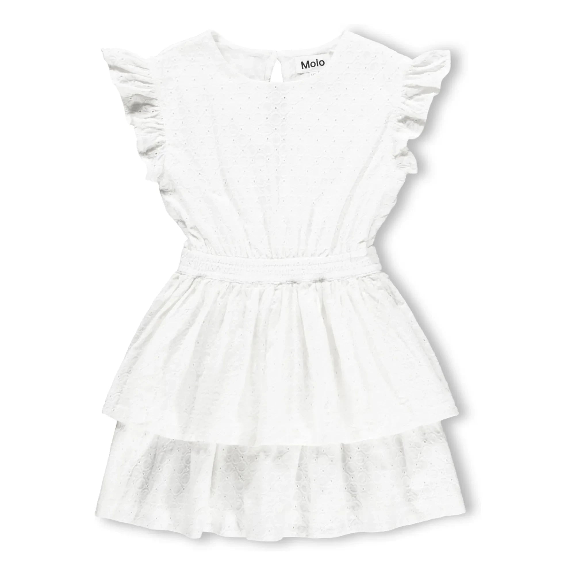 Vestido con volantes de algodón orgánico Molo Carma | Blanco