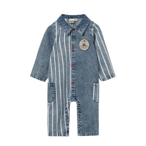 Goldie + Ace - Buddy Çizgili Denim Tulum | Mavi
