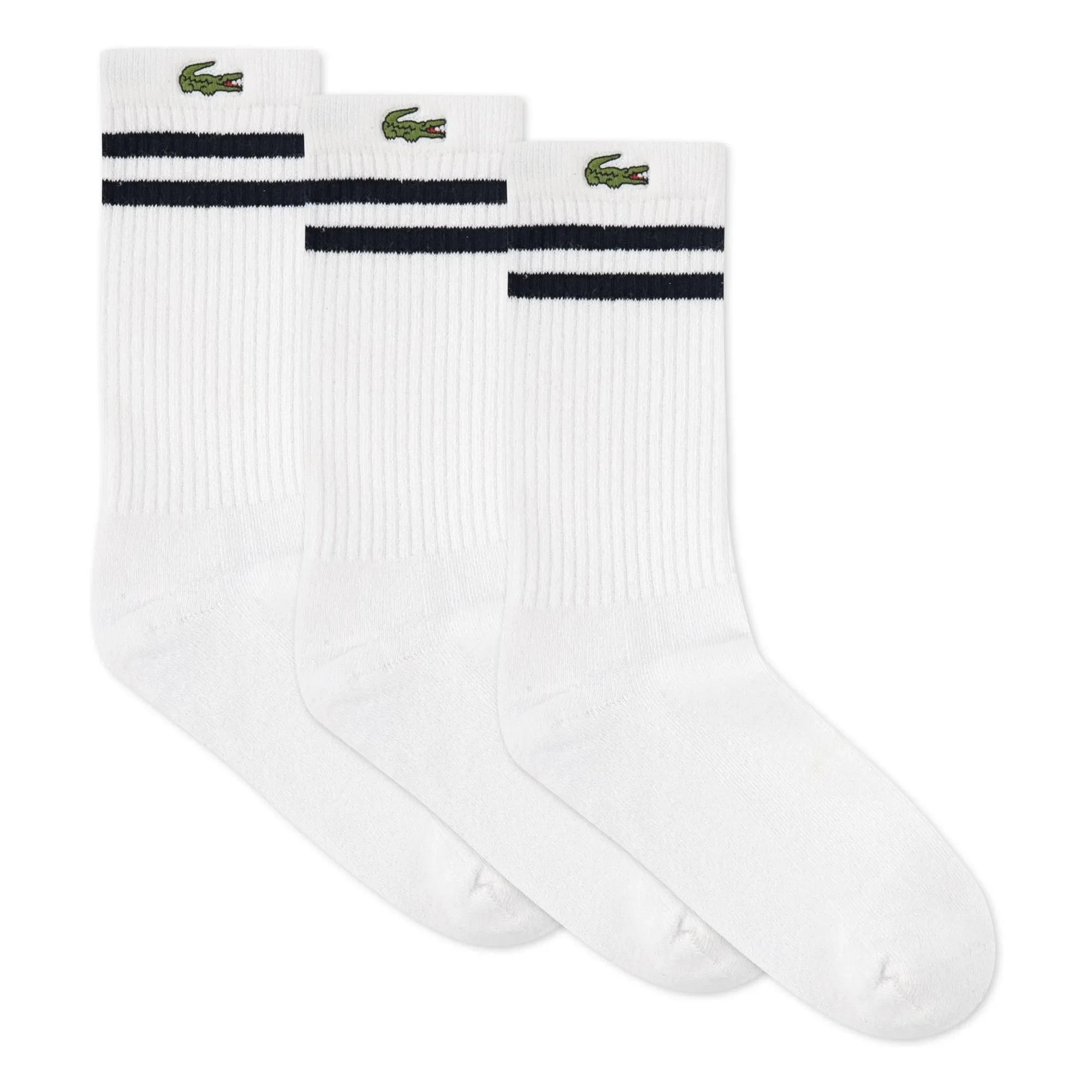 Lacoste - Pack de 3 pares de calcetines de algodón orgánico con logo | Blanco
