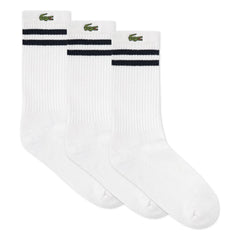 Lacoste - Pack de 3 pares de calcetines de algodón orgánico con logo | Blanco