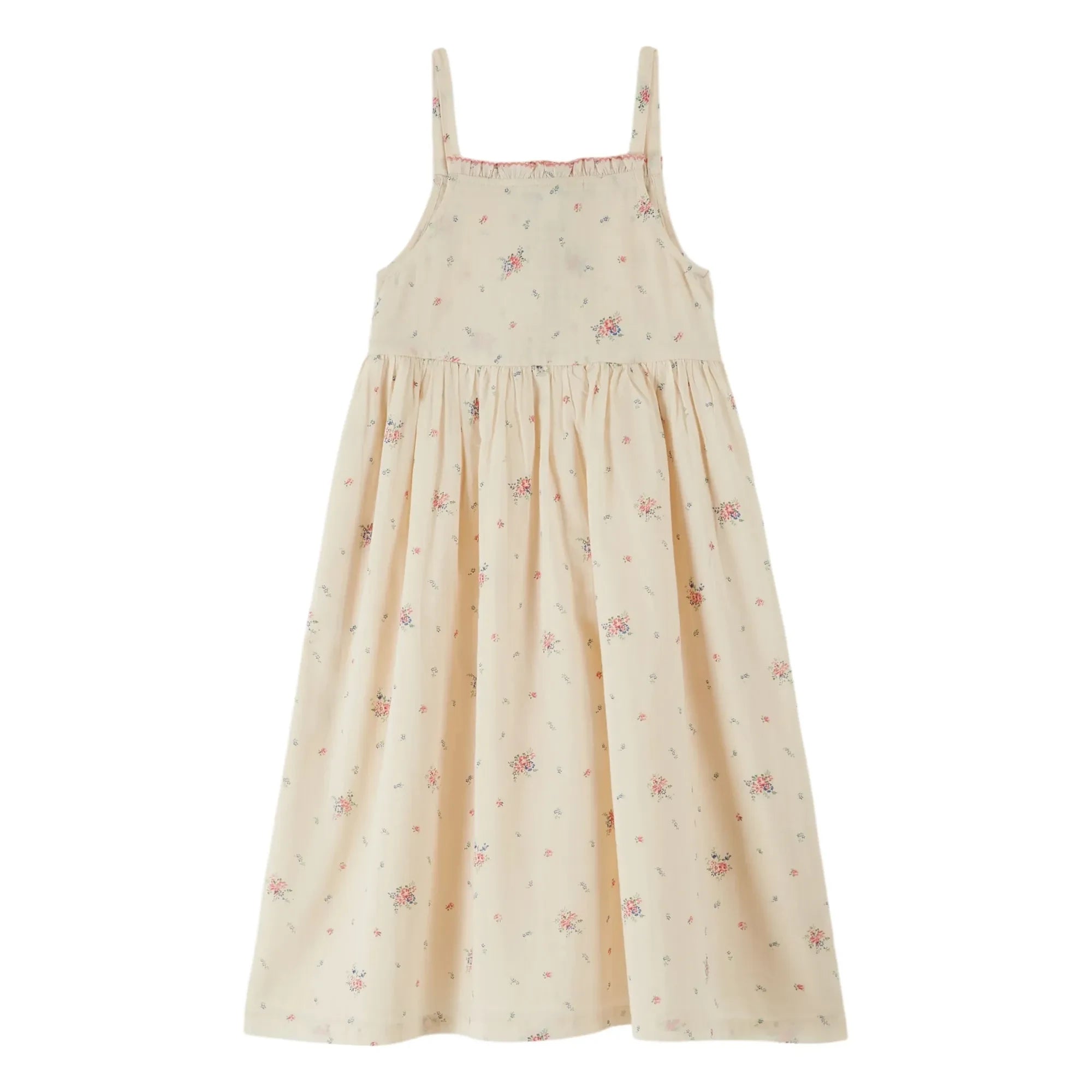 Emile et Ida - Vestido de algodón orgánico con nudos y flores | Crema