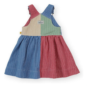 Goldie + Ace - Vestido peto a rayas con paneles | Rojo