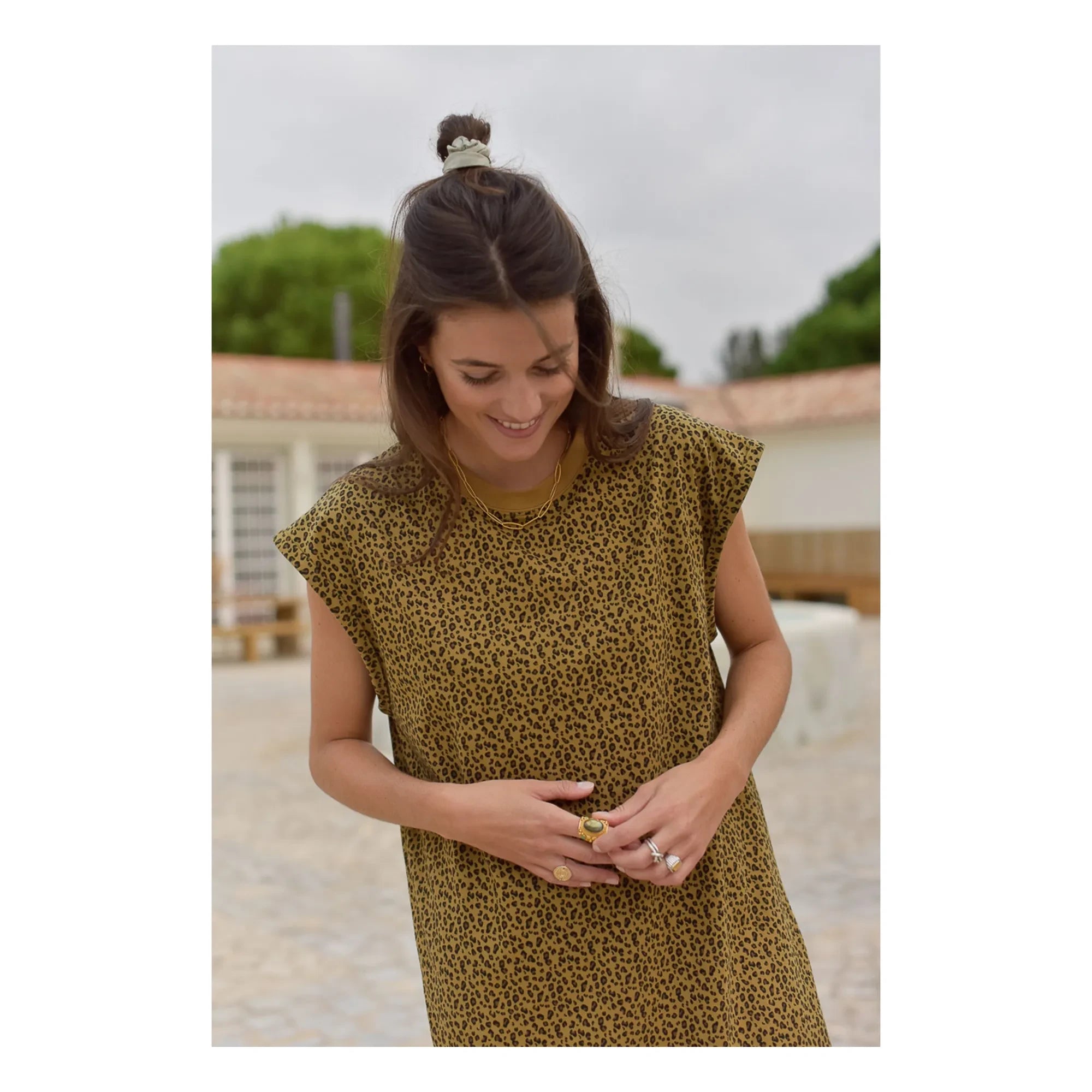 Marlot Paris - Vestido de algodón orgánico Constance Mini Leopardo - Colección Mujer | Marrón