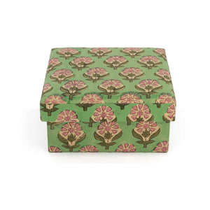 Doing Goods - Cajas cuadradas Emma Wood y Algodón - Set de 2 | Verde