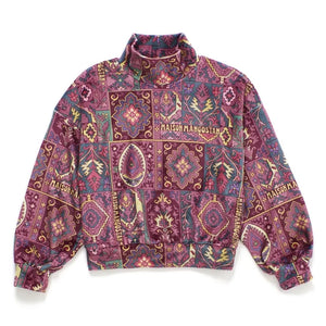 Maison Mangostan - Kadife Patchwork Balıkçı Yaka Sweatshirt | Bordo