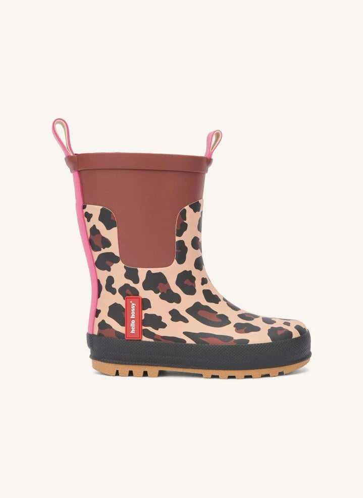 Hola Hossy - Botas de lluvia de leopardo | Marrón