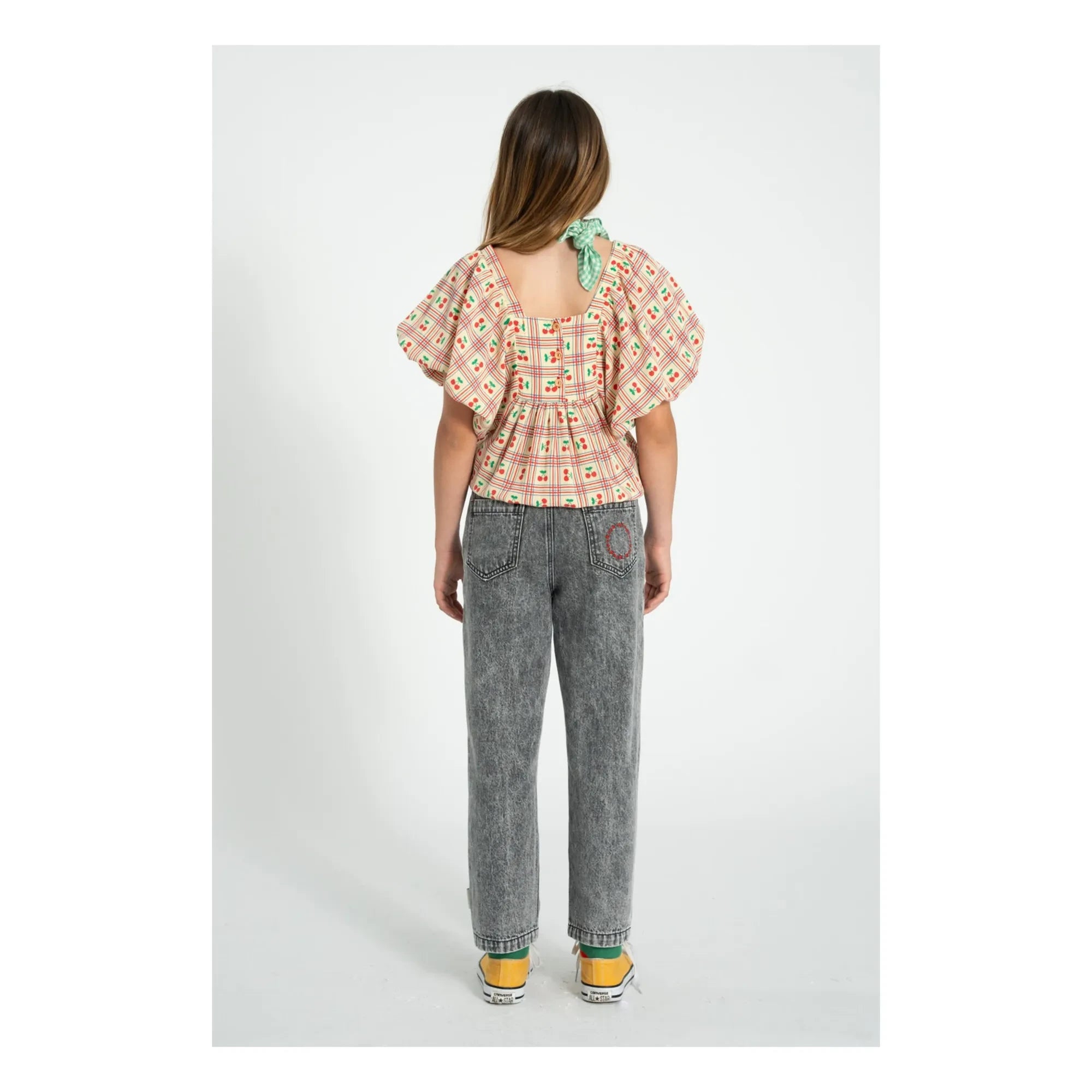 Piupiuchick - Amarillo | Blusa con volante y estampado de cerezas