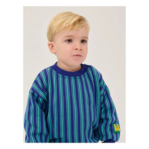 Bobo Choses - Organik pamuklu çizgili sweatshirt | Mavi