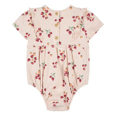 Petit Lem - Pelele de algodón orgánico acanalado con estampado floral | Rosa