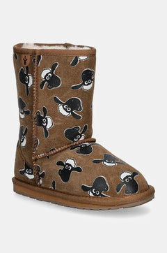 Emu Australia Shaun the Sheep Print Botas de nieve de ante para niños