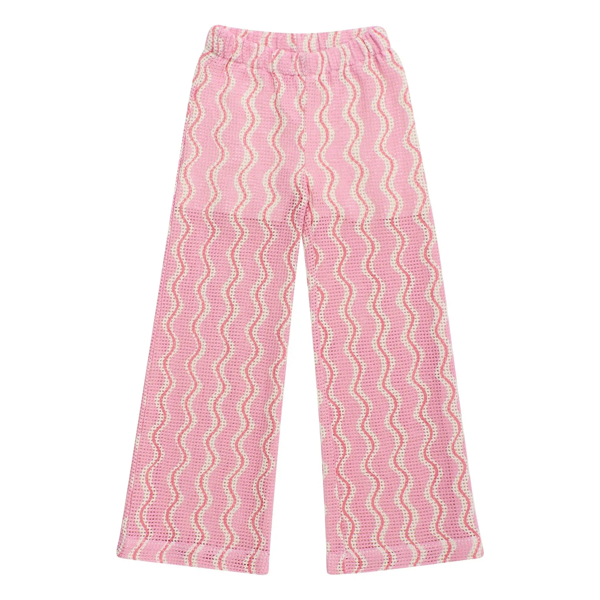 Maison Mangostan - Pantalones de ganchillo ondulados | Rosa