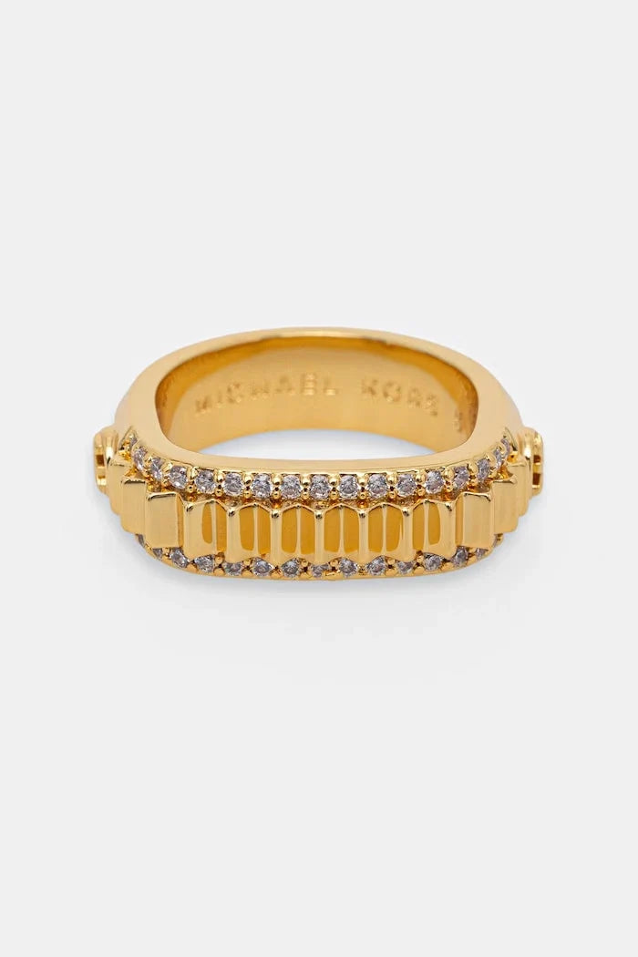 Anillo de circonitas chapado en oro Michael Kors para mujer