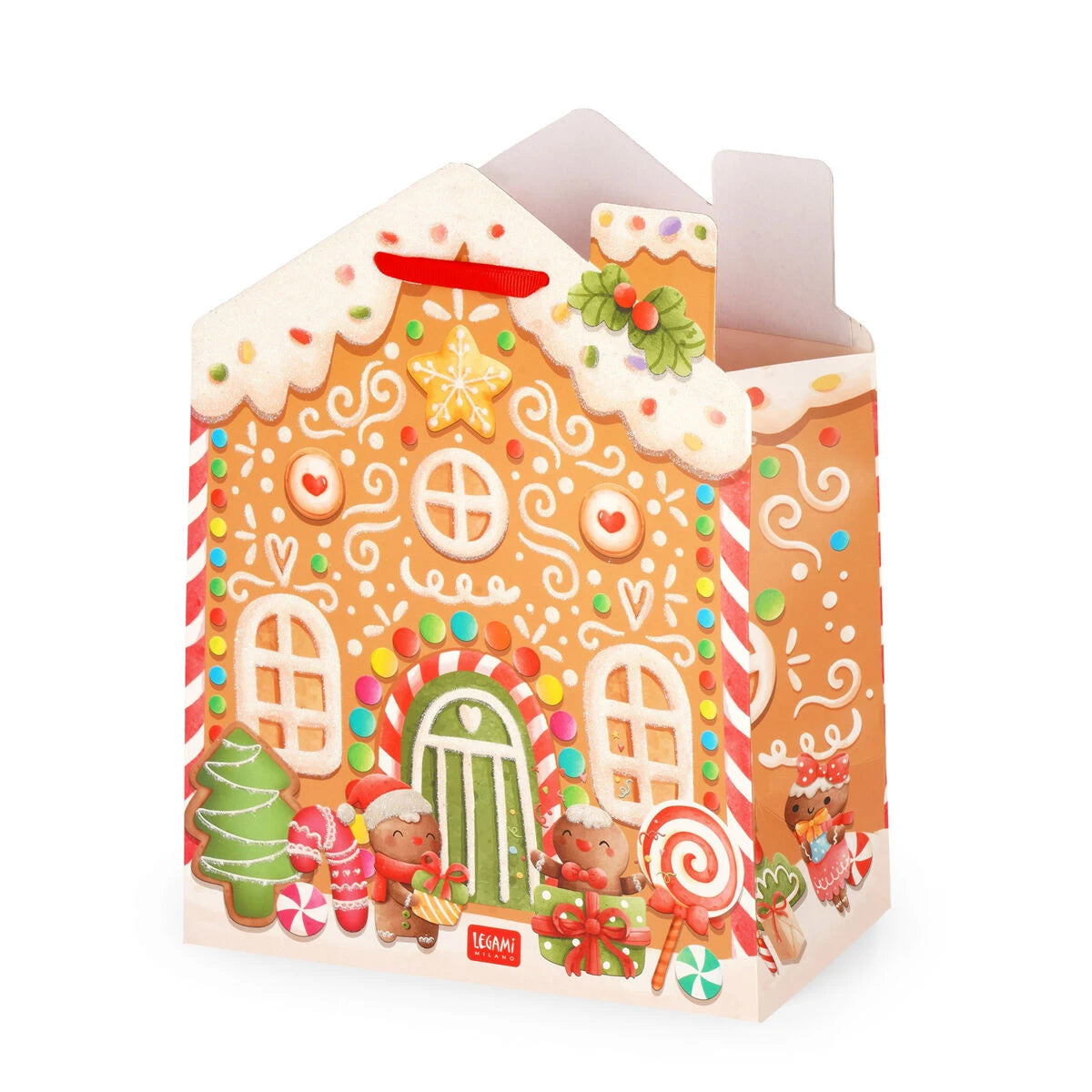 Legami - Bolsa de regalo de casa de jengibre de Navidad - Mediana