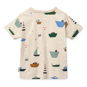 Liewood - Camiseta Apia Bateaux de algodón orgánico | Beige