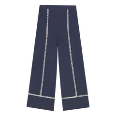 The Tiny Big Sister - Pantalón de Algodón de Corte Ancho | Azul Marino