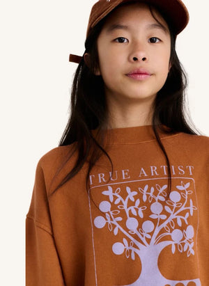 True Artist - Ex Libris organik pamuklu sweatshirt | Kahverengi