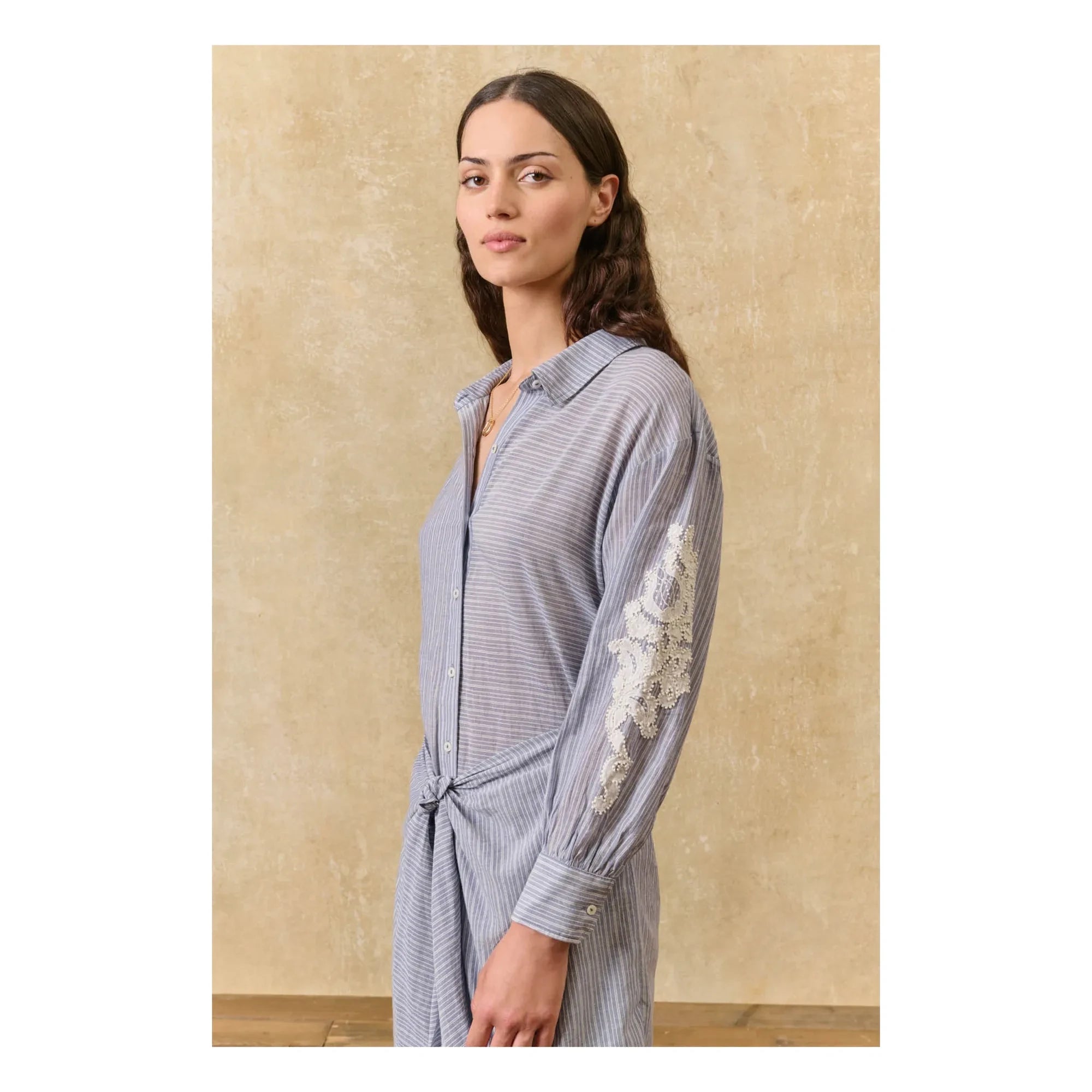 Louise Misha - Vestido de rayas Berenjere de algodón orgánico | Azul