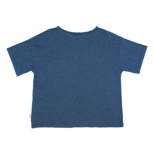 Búho - Camiseta de lino con bolsillo | Azul marino