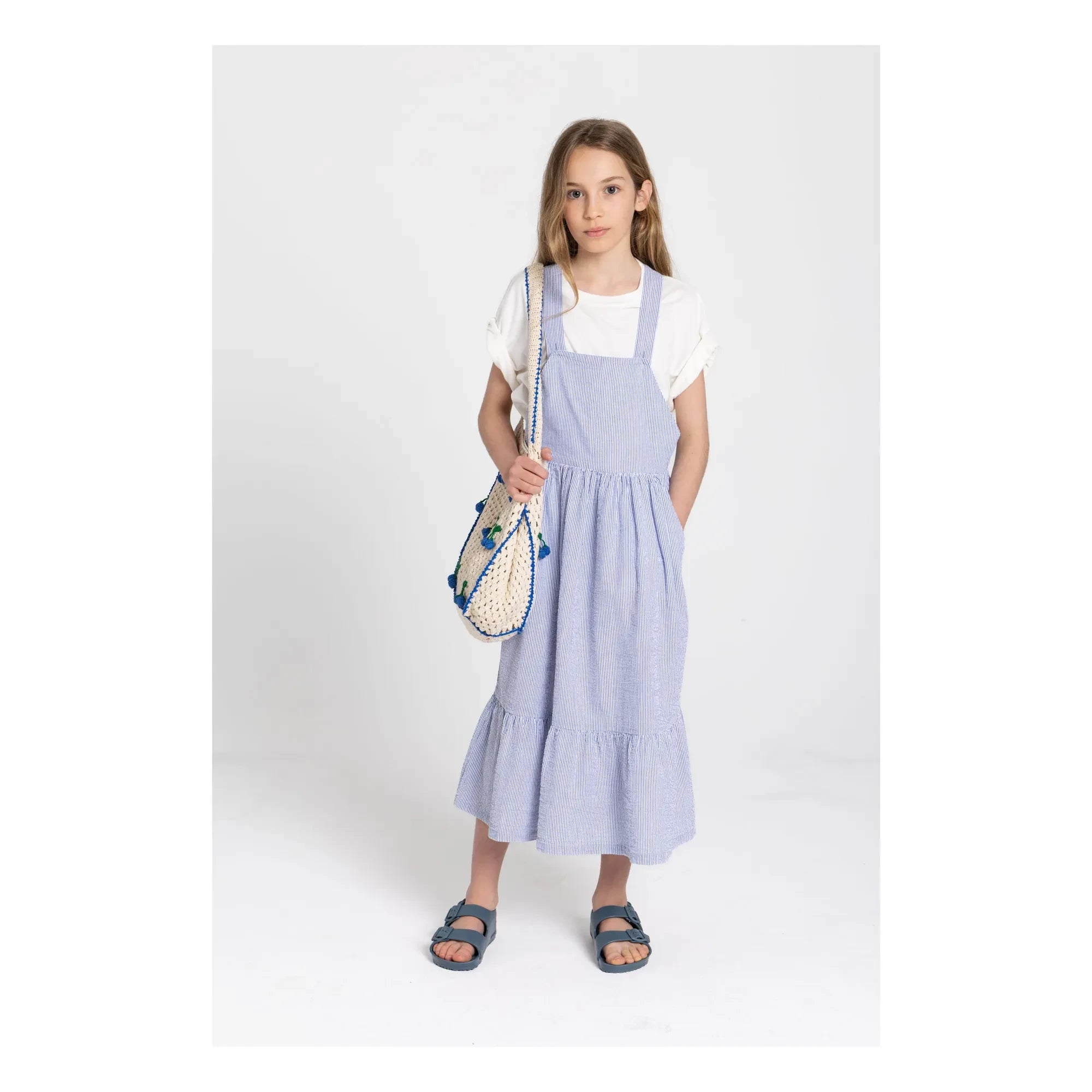 Smallable Kid - Vestido con peto de rayas Pia | Azul real