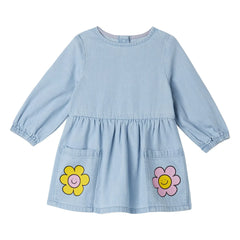 Stella McCartney Kids - Vestido vaquero con flores | Azul vaquero