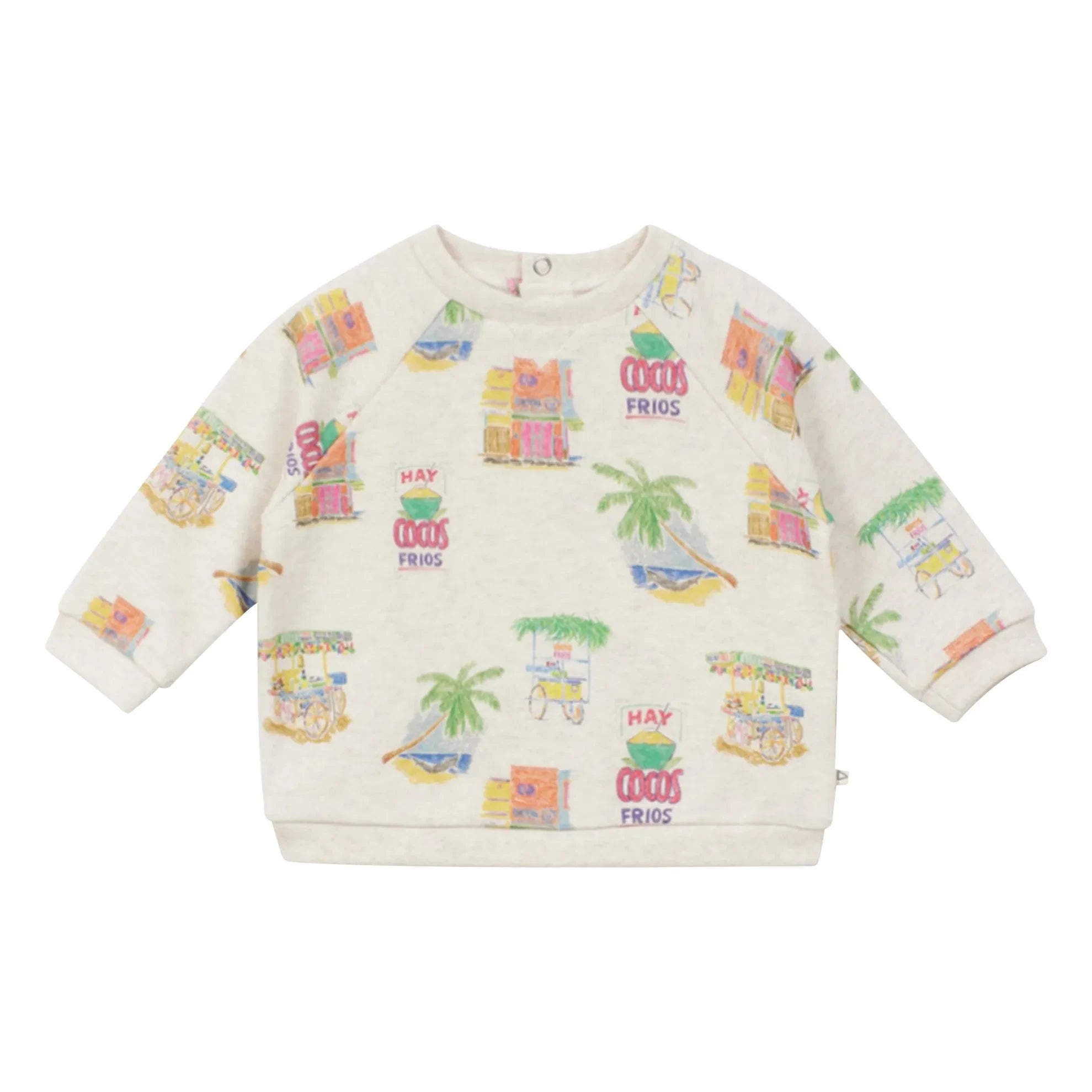 Arsène et Les Pipelettes - Sudadera Palm de algodón orgánico para bebé | Beige jaspeado