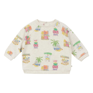 Arsène et Les Pipelettes - Sudadera Palm de algodón orgánico para bebé | Beige jaspeado