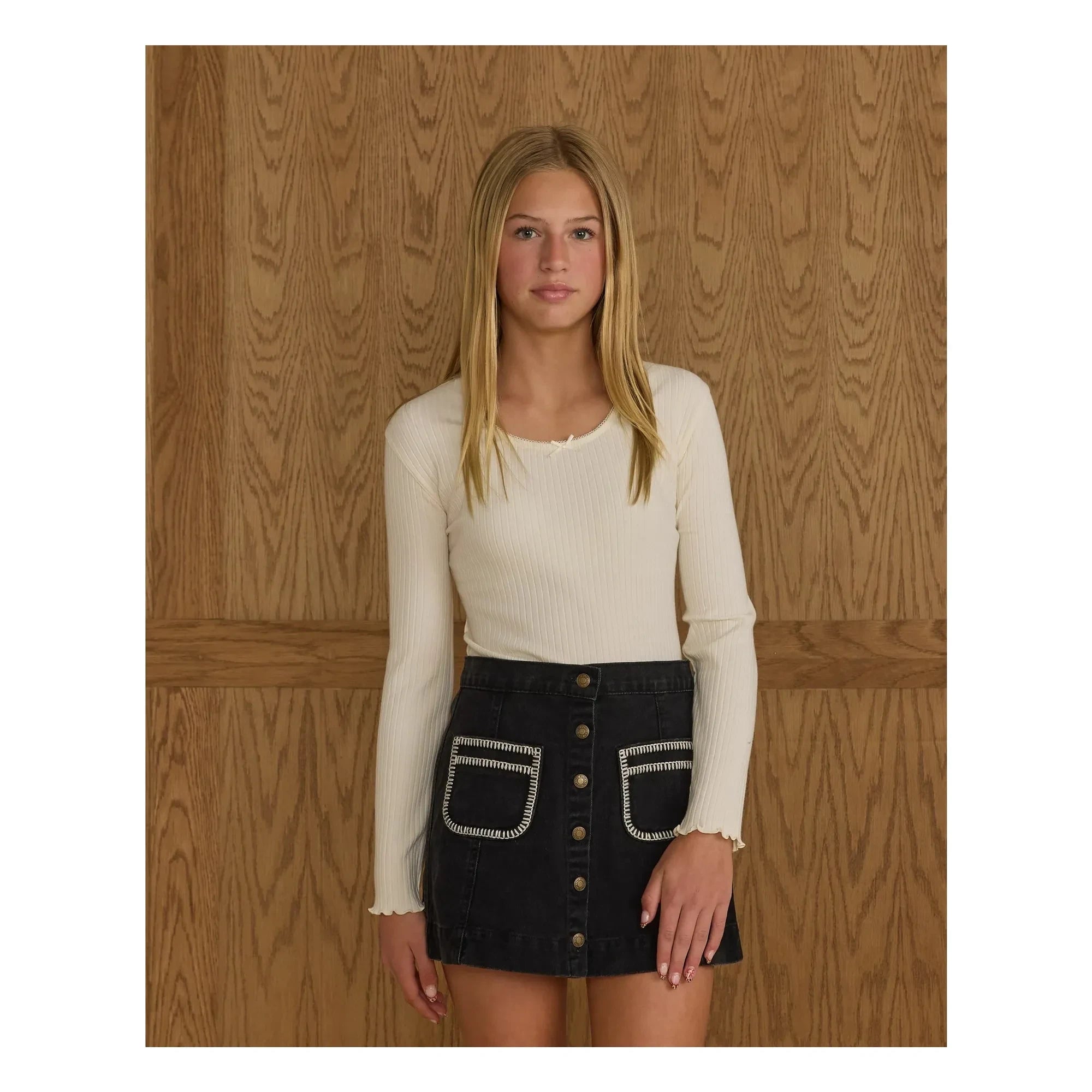 Rylee + Cru - Camiseta acanalada | Marfil