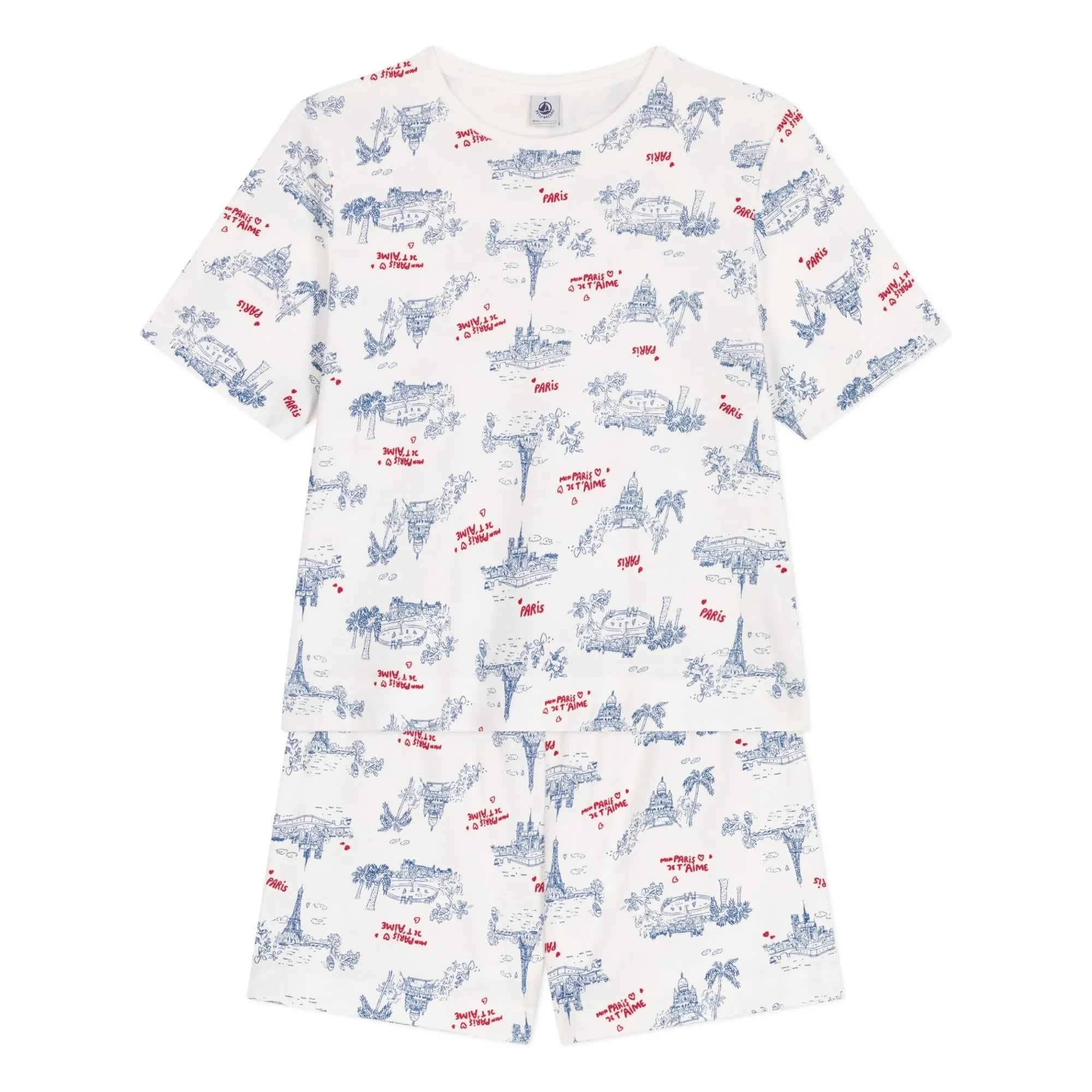 Petit Bateau - Pantalones cortos de pijama de algodón orgánico con volantes | Crudo