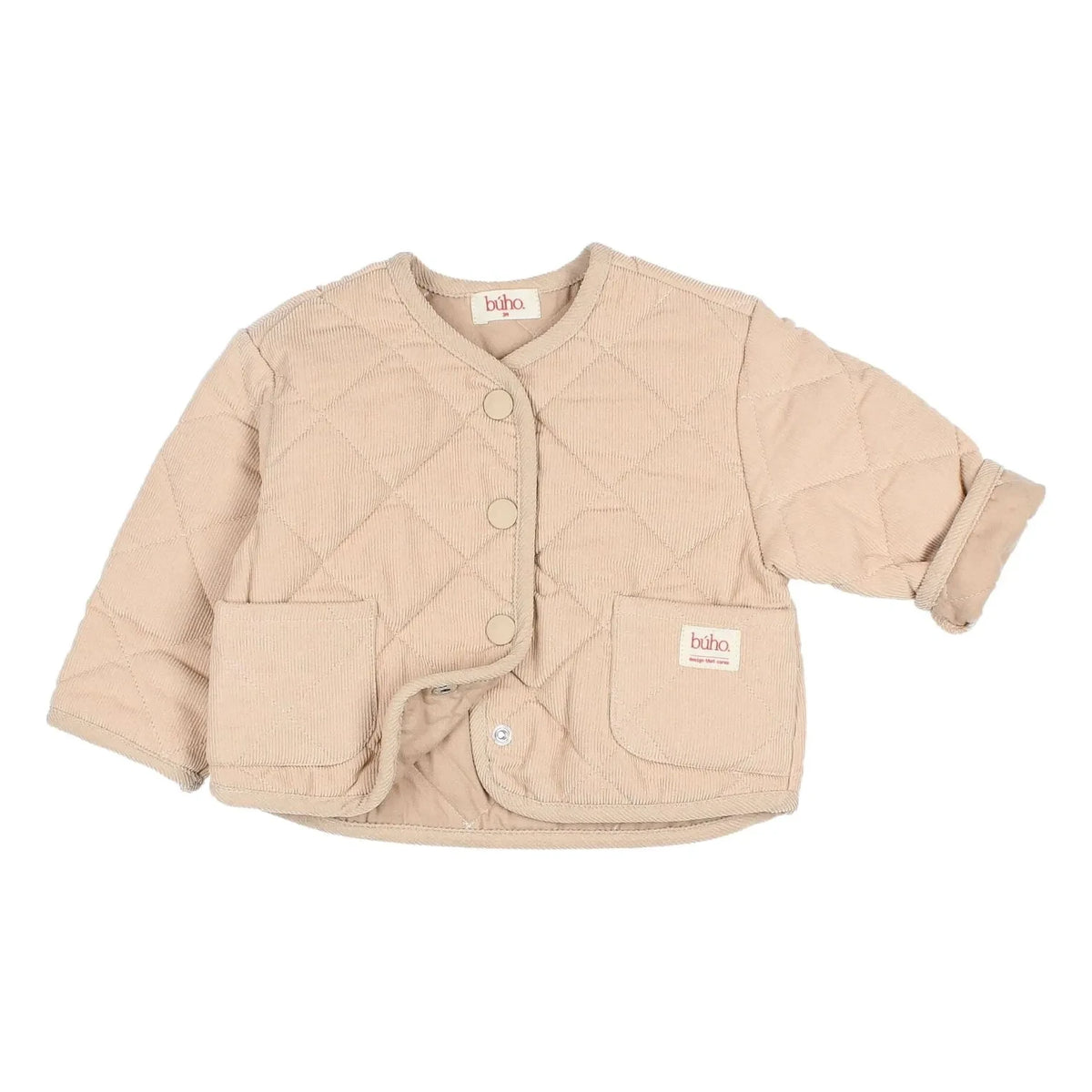 Búho - Chaqueta acolchada de algodón orgánico de terciopelo | Arena