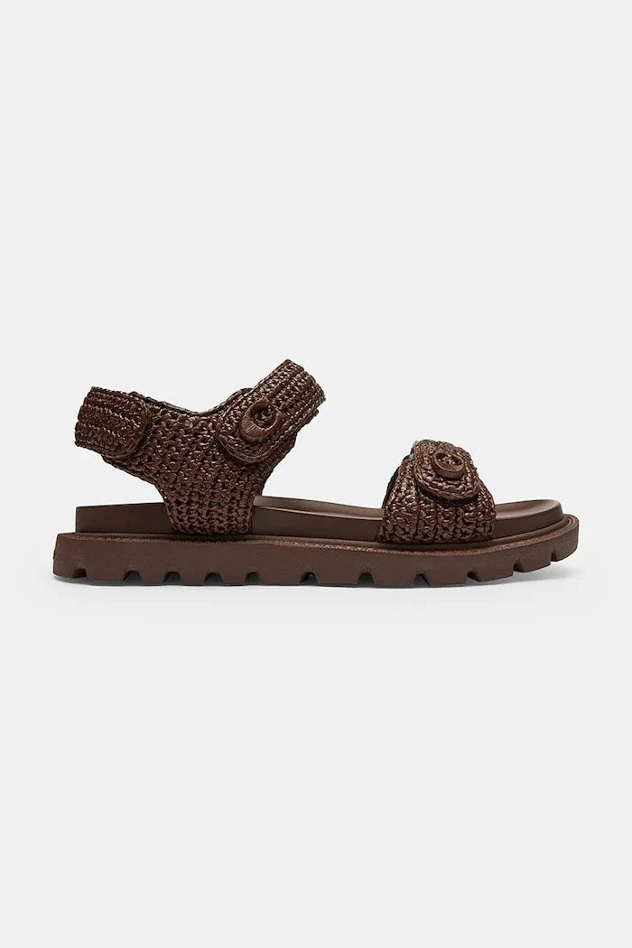 Sandalias Planas de Piel Raffia Brynn para Mujer de Coach