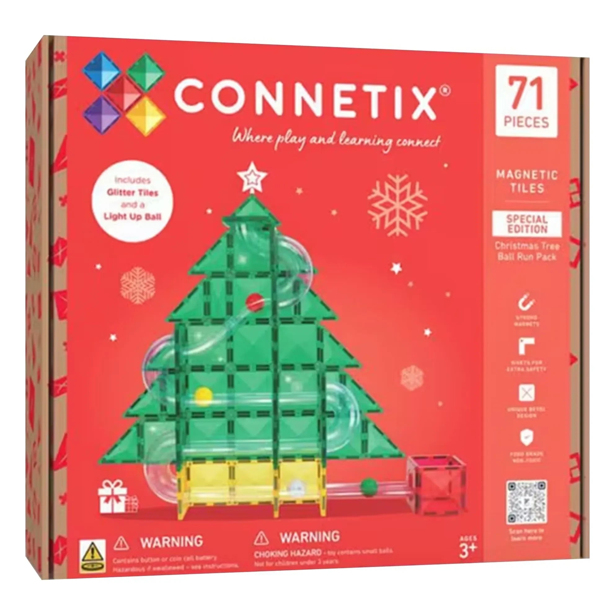 Connetix - Juego de pista de canicas Árbol de Navidad - 71 piezas