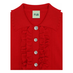 FUB - Polo con volante de malla extrafina de algodón orgánico | Rojo