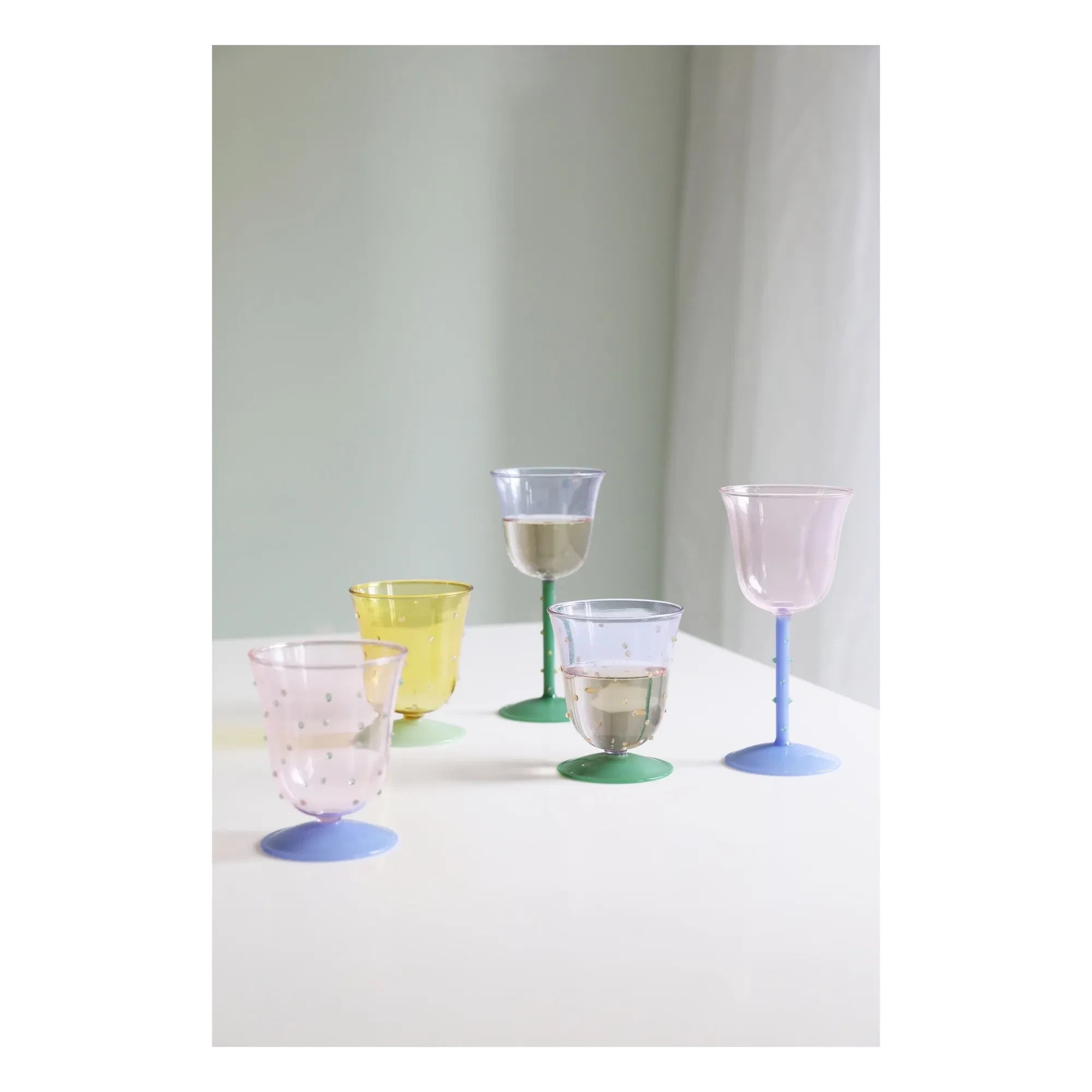 &Klevering - Copas de vino de lunares - Set de 2 | Rosa