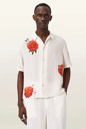 AllSaints Camisa de lino para hombre FLEUR