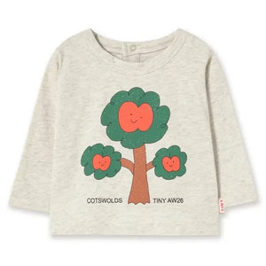 Tinycottons - Camiseta de algodón orgánico con estampado de árbol | Beige jaspeado