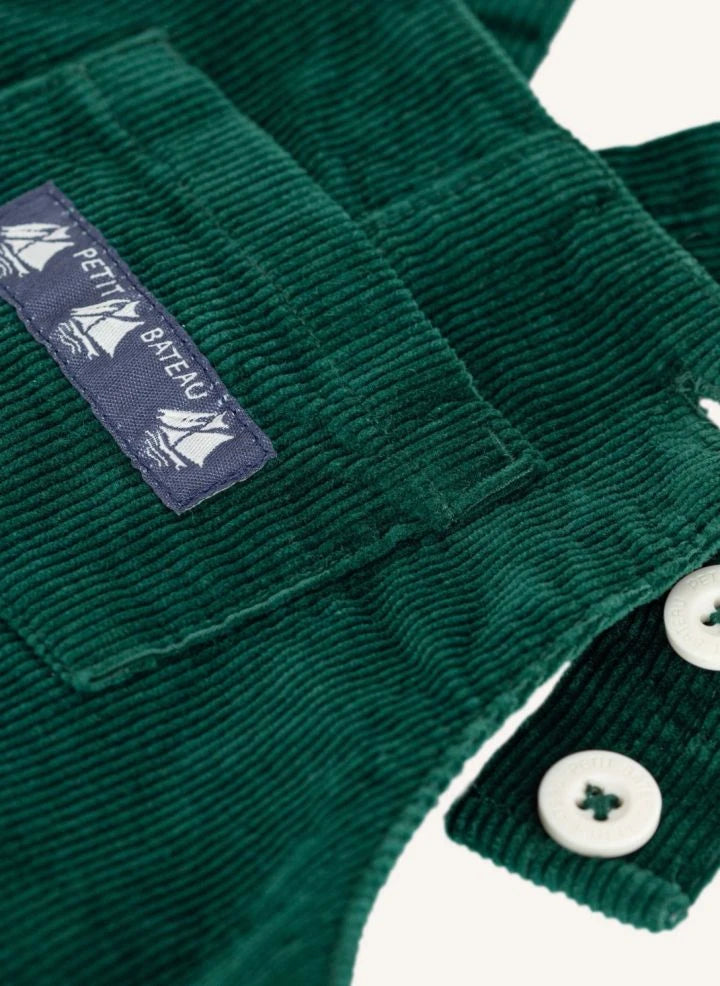 Petit Bateau - Peto de terciopelo de algodón orgánico | Verde cromo