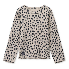 Liewood - Camiseta de canalé de algodón orgánico Nieve Leopard | Avena